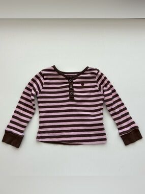 Garanimals Pink & Brown Striped Long-Sleeve Henley